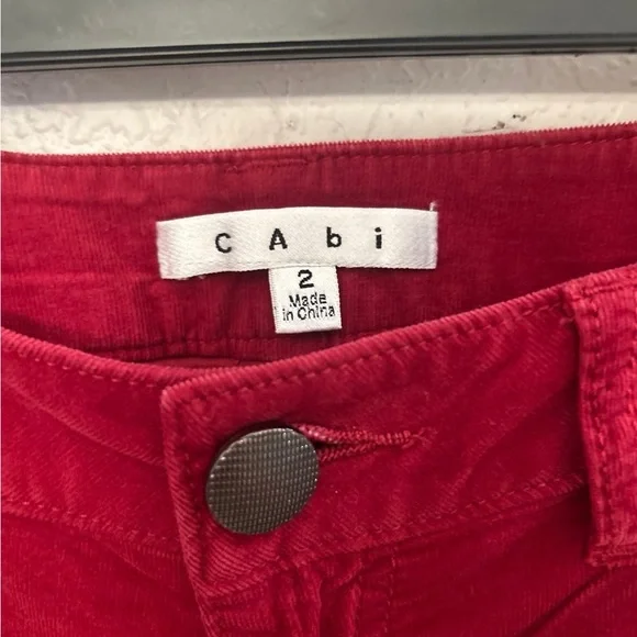 Cabi lightweight Valentine’s Day red corduroy‎ skinny pants size 2 - Picture 2 of 3